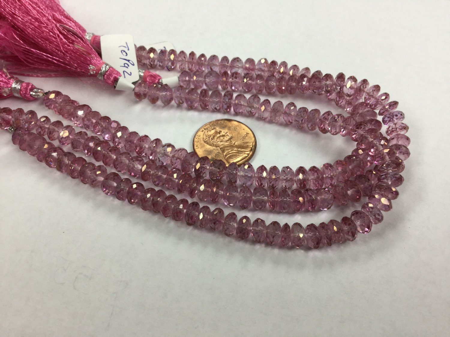 Pink Topaz Rondelles Faceted