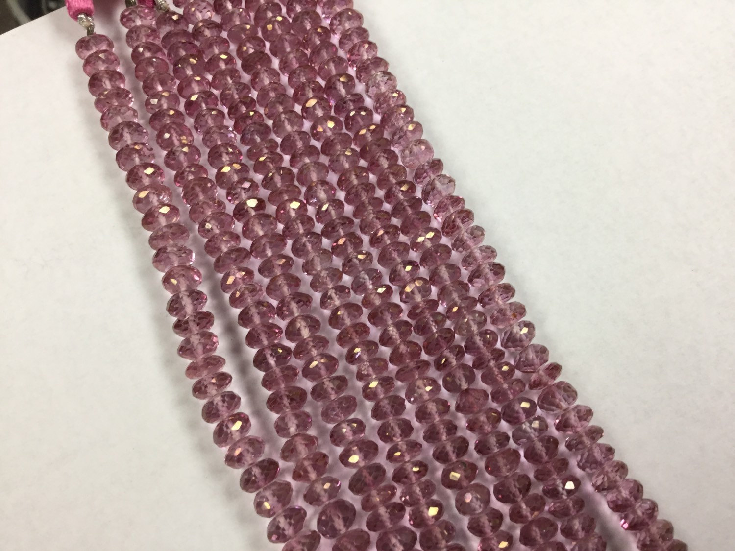 Pink Topaz Rondelles Faceted