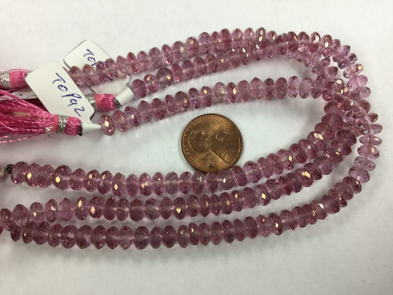 Pink Topaz Rondelles Faceted