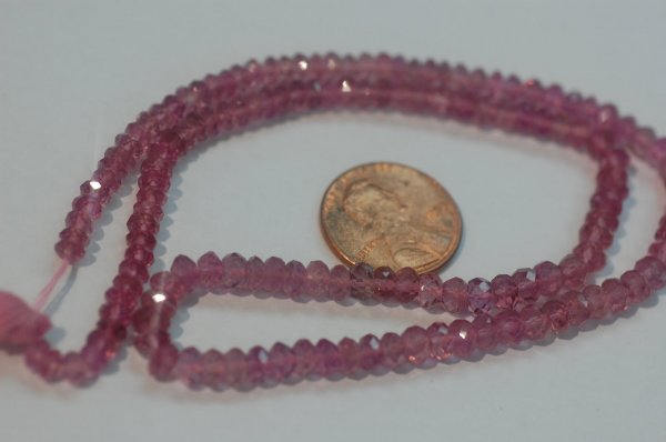 Natural PInk Tourmaline Rondelles Faceted