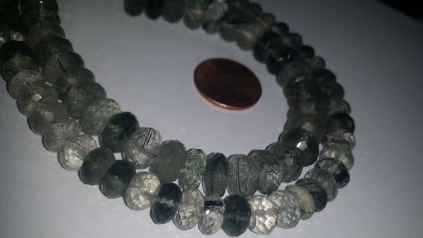 Natural Toumilated Quartz Rondelles