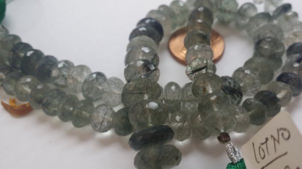 Natural Toumilated Quartz Rondelles