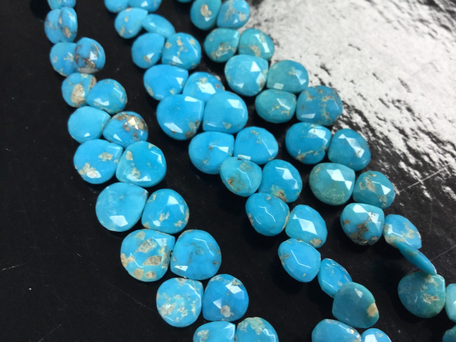 Natural Turquoise Hearts Smooth