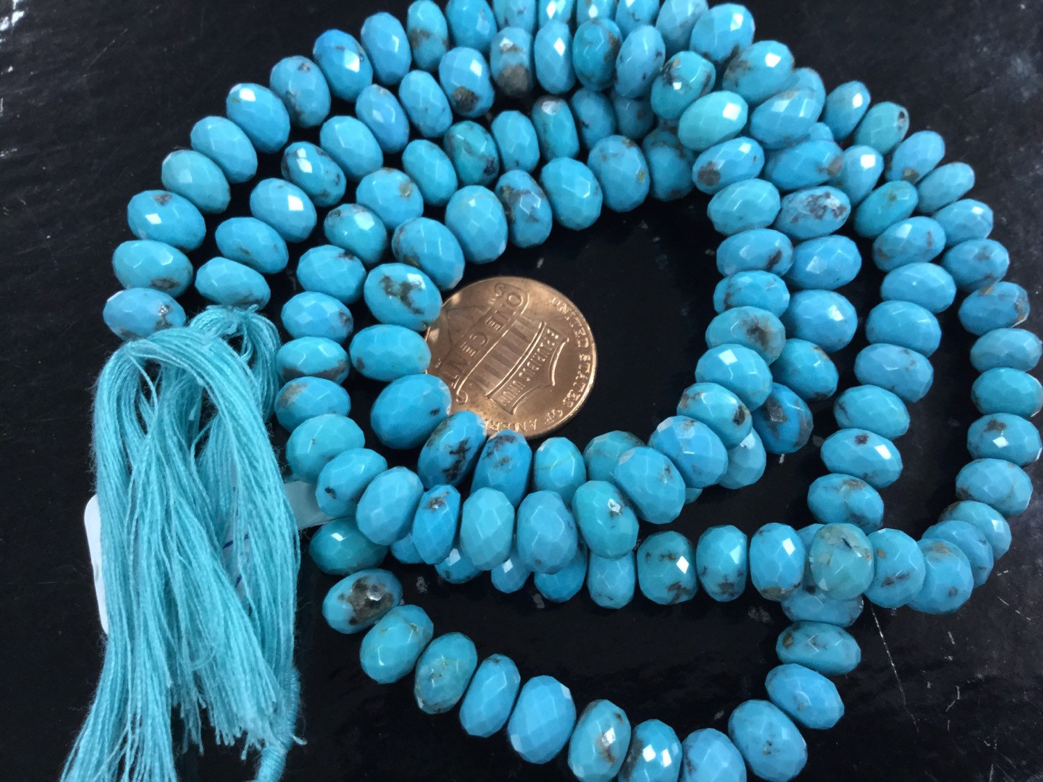 Natural Turquoise Rondelle Faceted