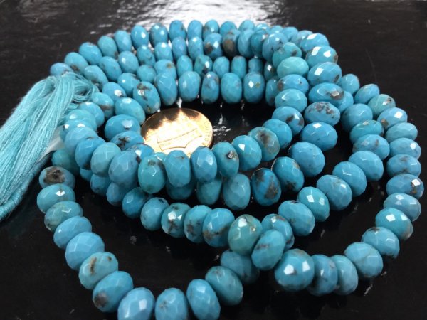Natural Turquoise Rondelle Faceted