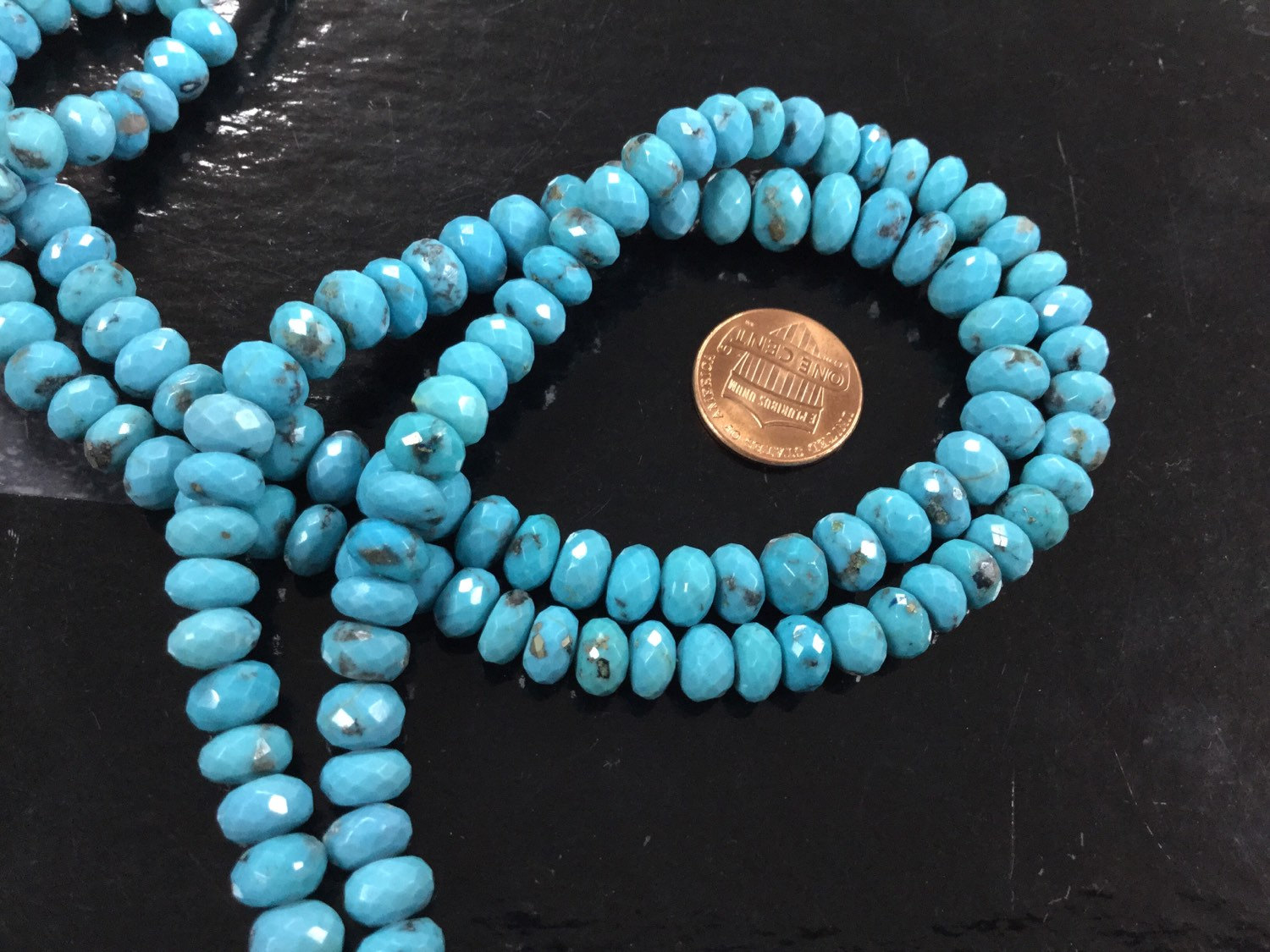 Natural Turquoise Rondelle Faceted