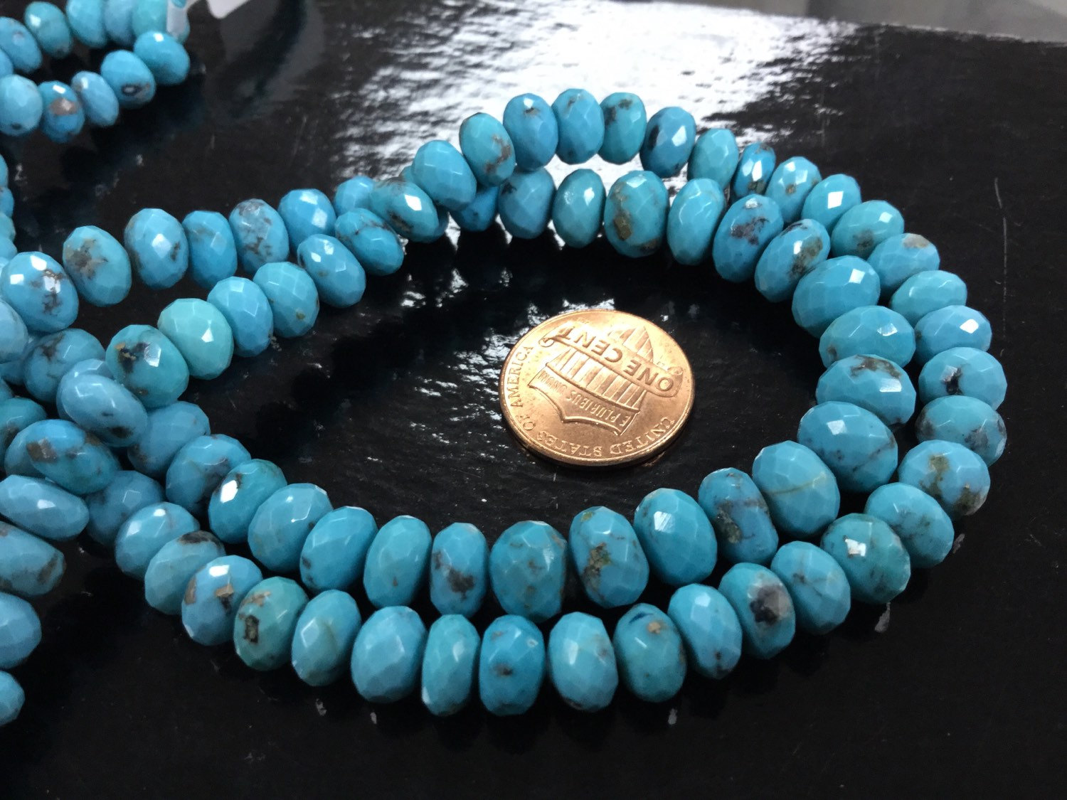 Natural Turquoise Rondelle Faceted