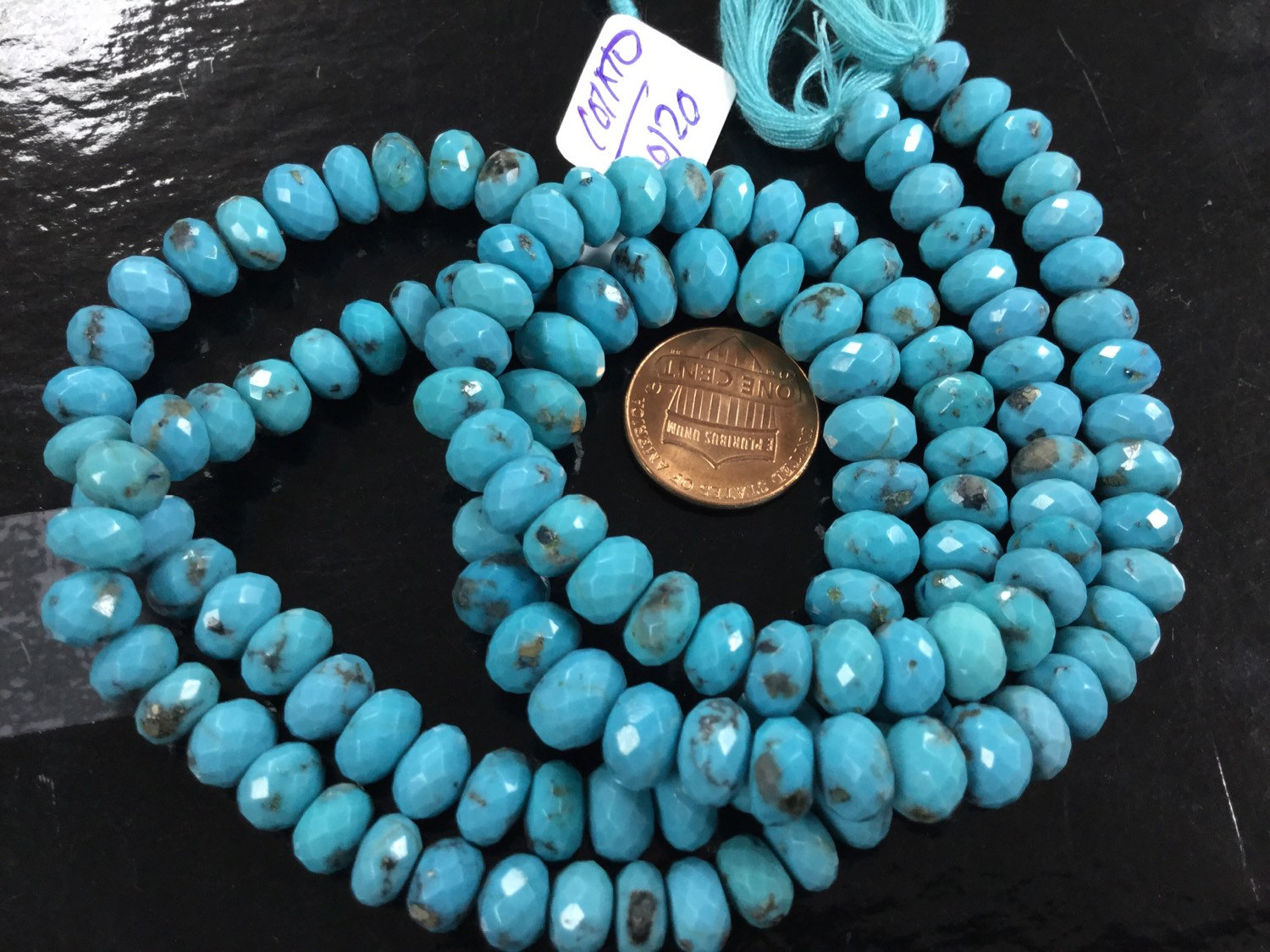 Natural Turquoise Rondelle Faceted
