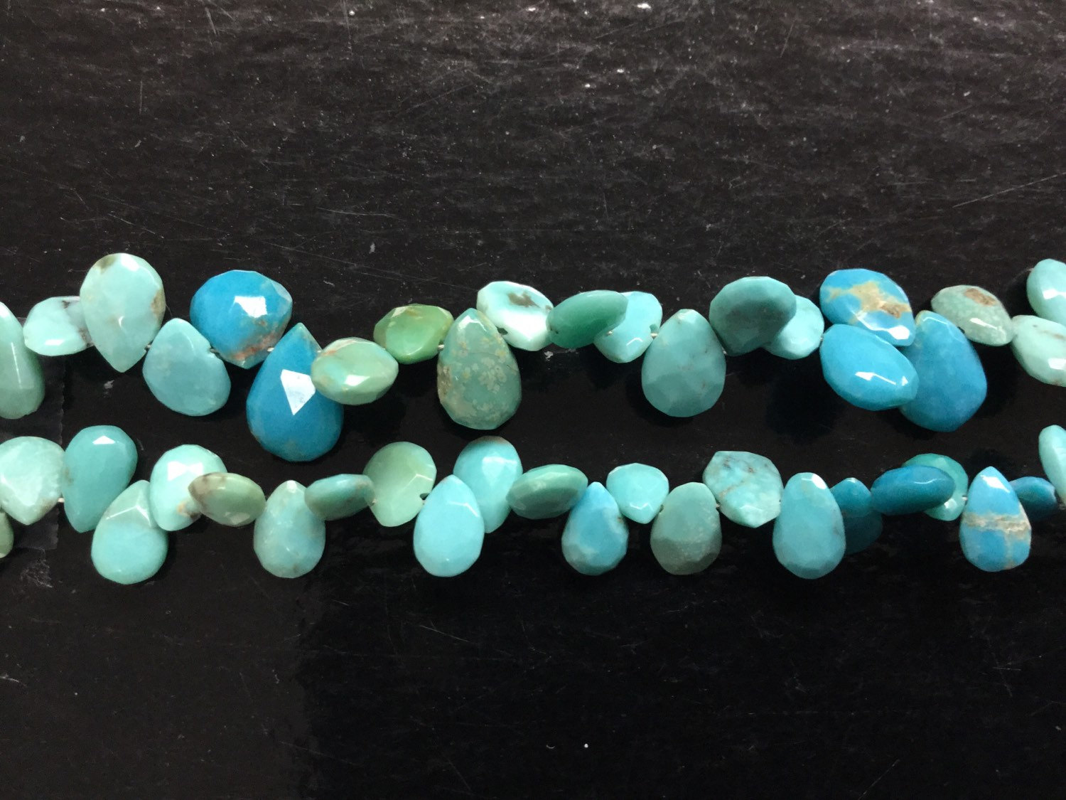 Natural Turquoise Shaded Pears Faceted