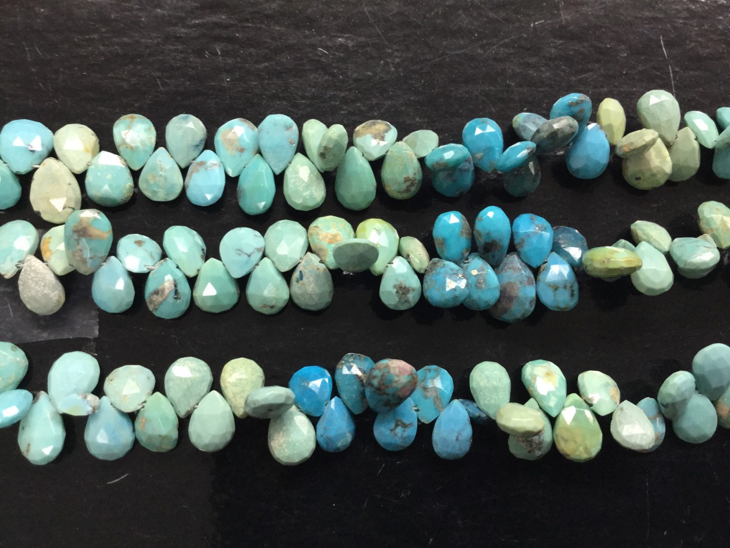 Natural Turquoise Shaded Pears Faceted