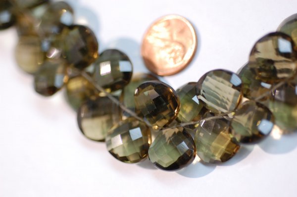 Olive Color Hearts Hydro Quartz Faceted