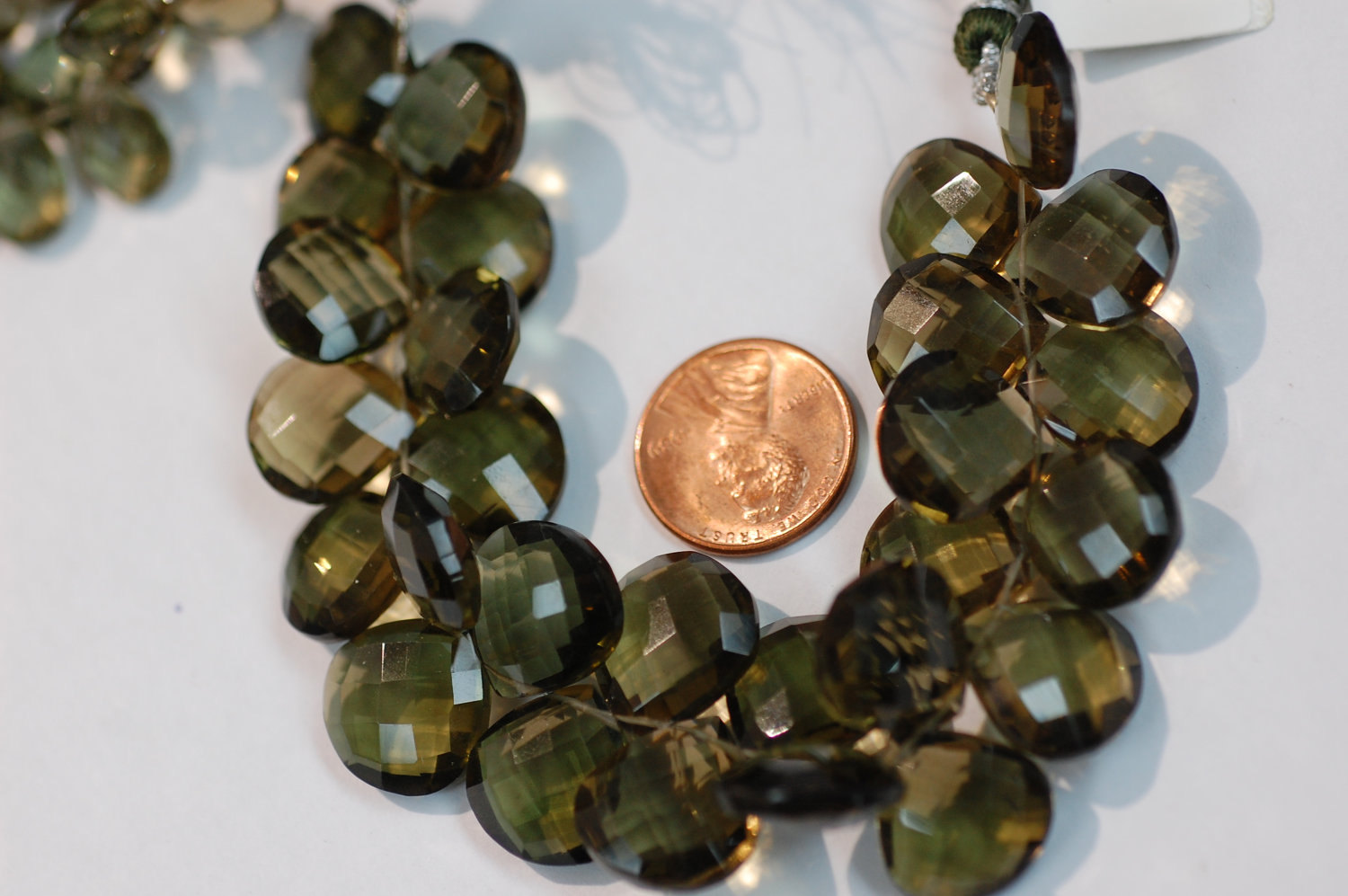 Olive Color Hearts Hydro Quartz Faceted