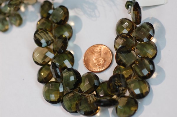 Olive Color Hearts Hydro Quartz Faceted