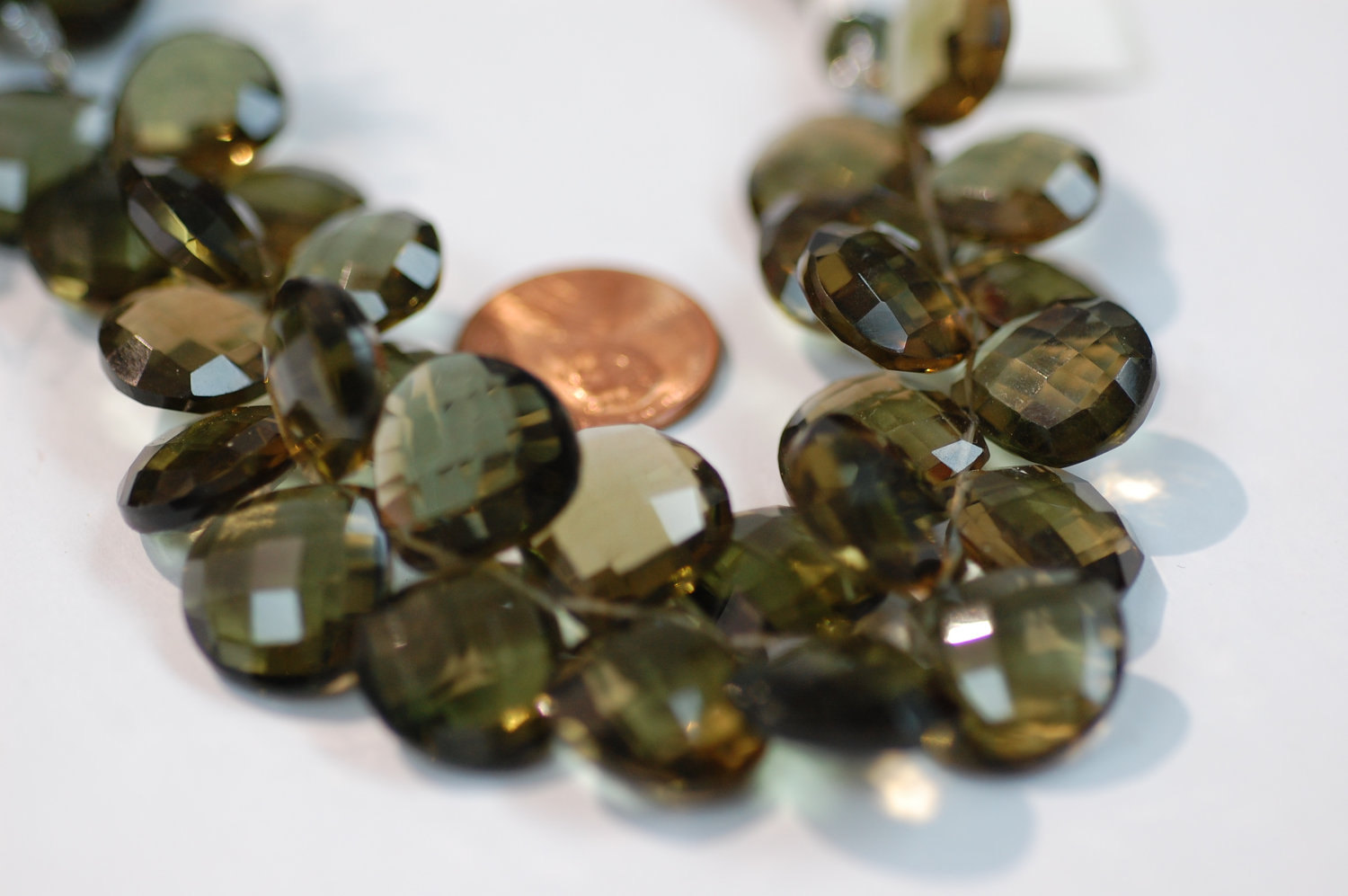 Olive Color Hearts Hydro Quartz Faceted