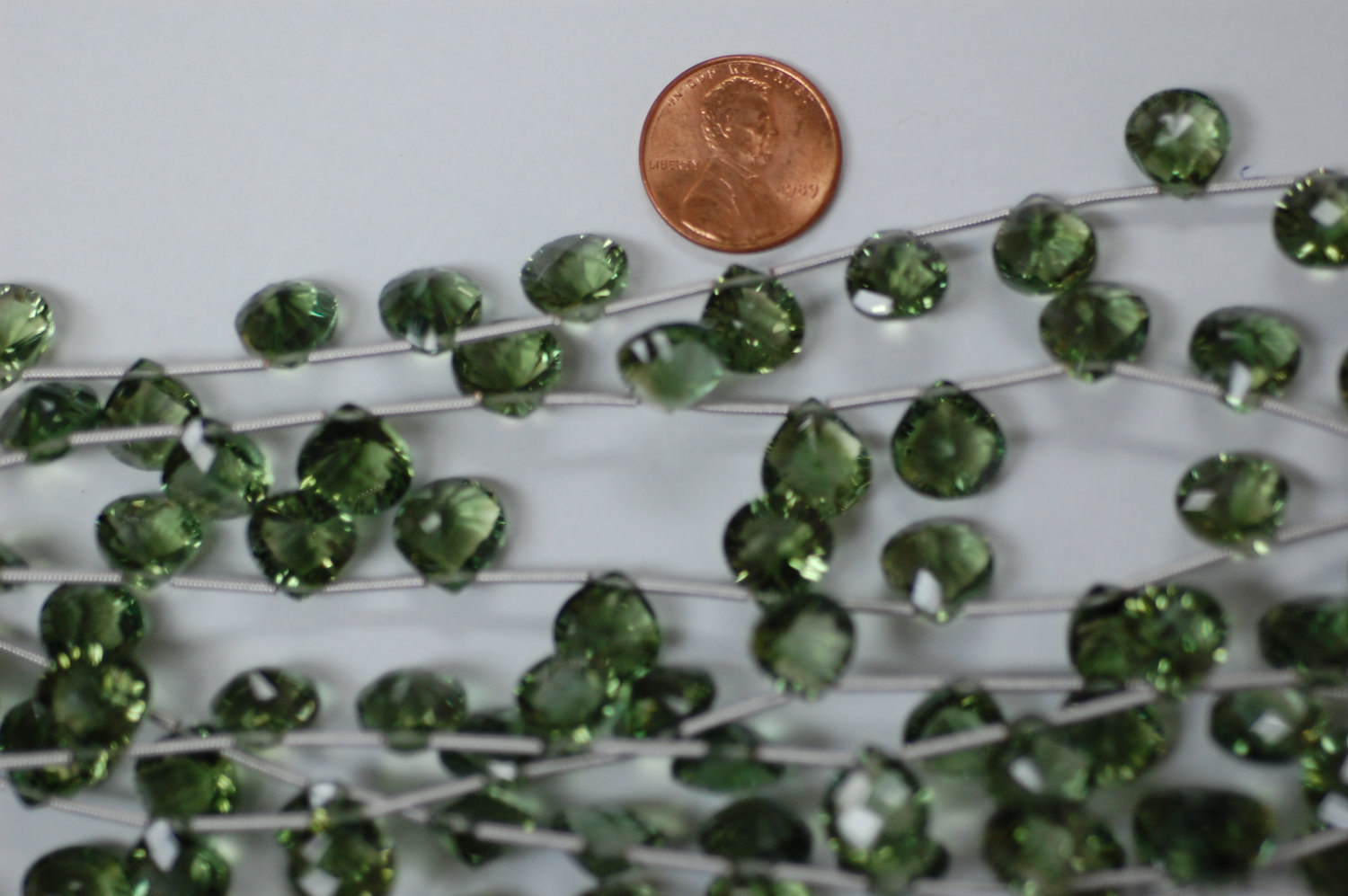 Olive Color Hydro Quartz Concave Hearts