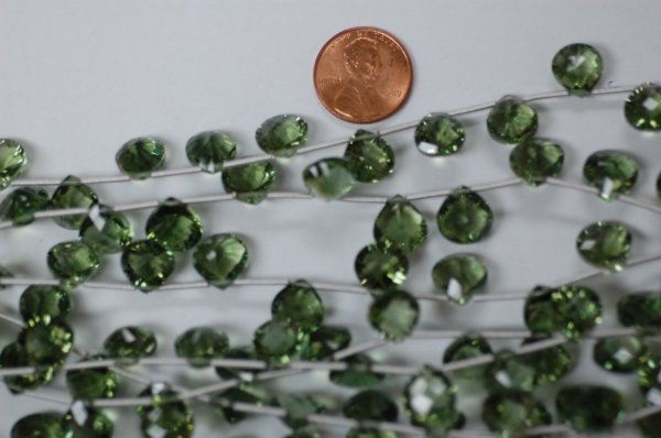 Olive Color Hydro Quartz Concave Hearts