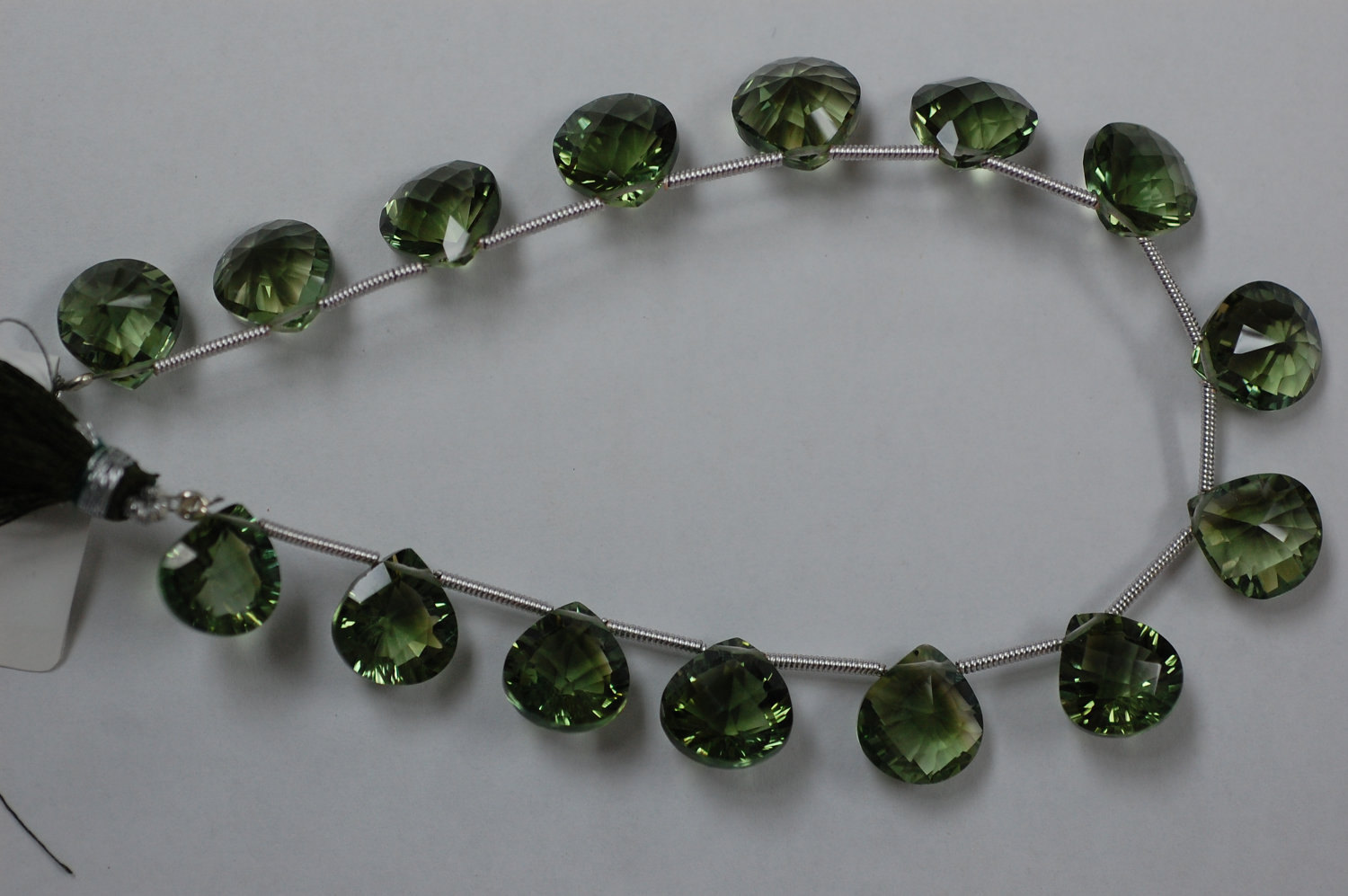 Olive Color Hydro Quartz Concave Hearts