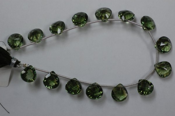 Olive Color Hydro Quartz Concave Hearts