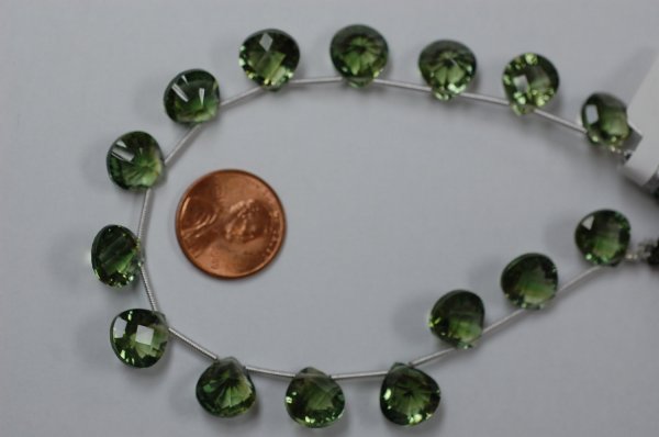 Olive Color Hydro Quartz Concave Hearts