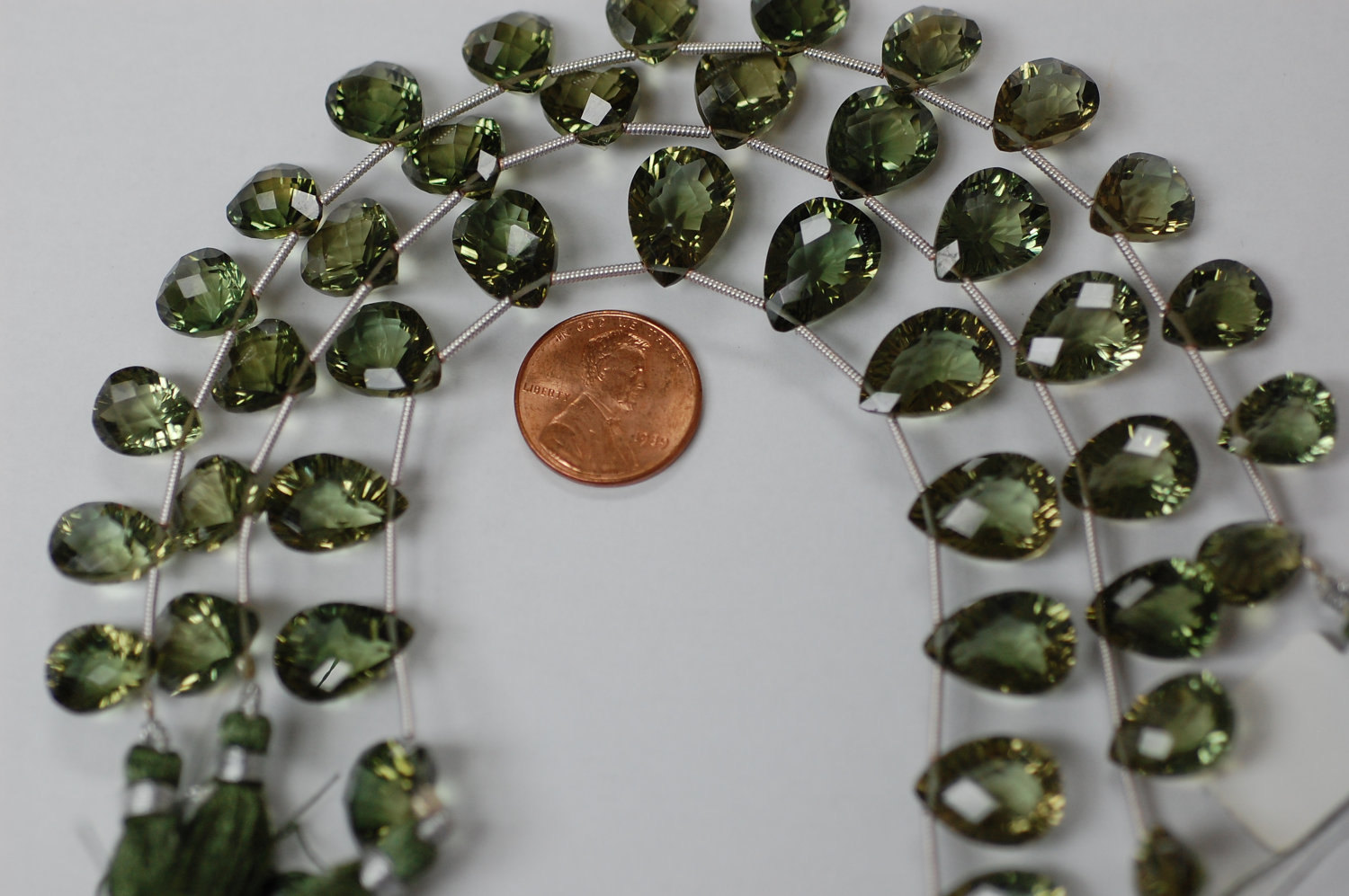 Olive Color Hydro Quartz Concave Pear