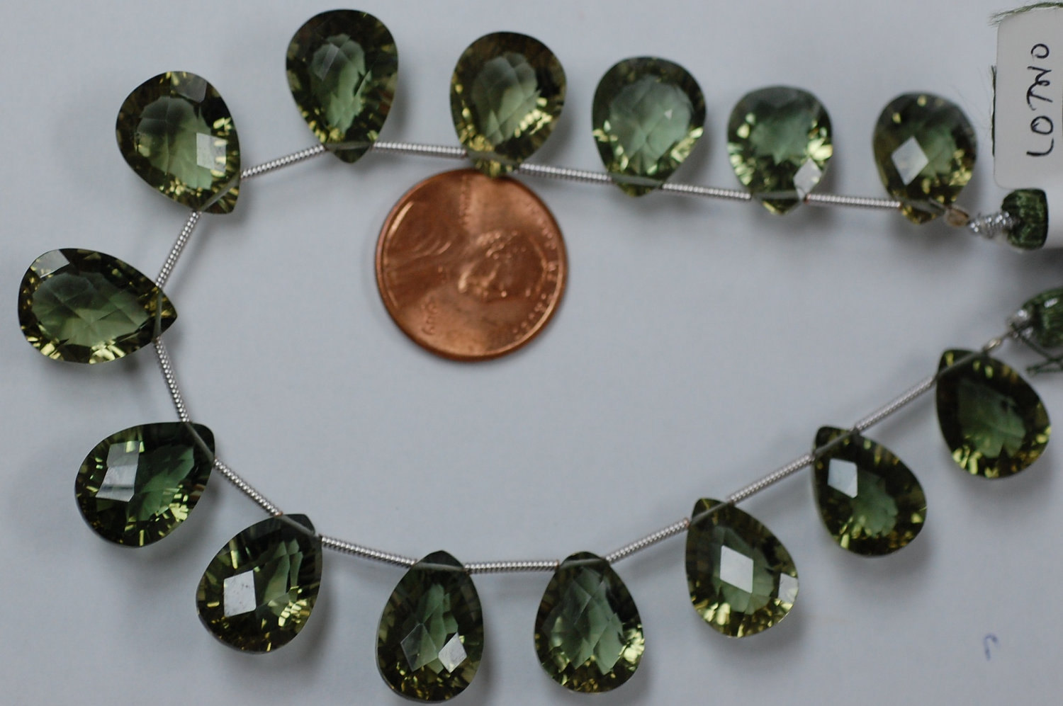 Olive Color Hydro Quartz Concave Pear