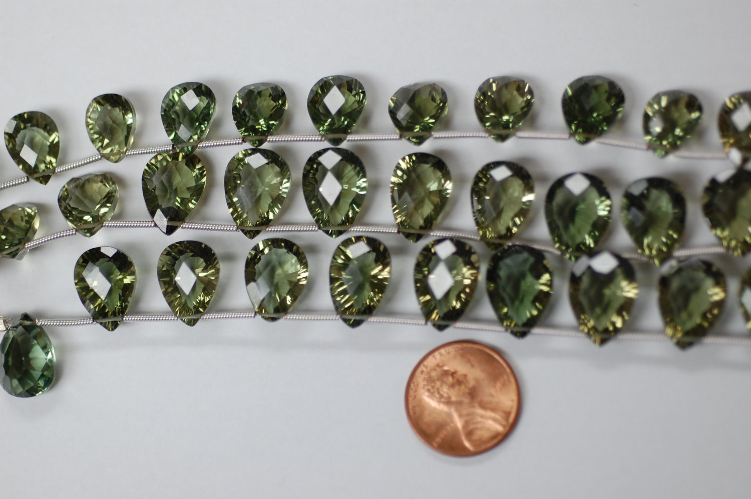 Olive Color Hydro Quartz Concave Pear