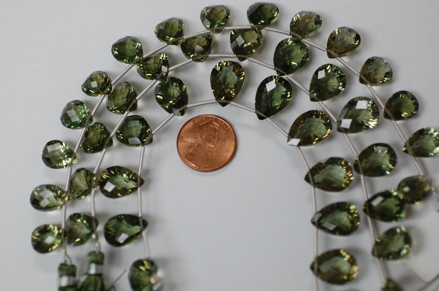 Olive Color Hydro Quartz Concave Pear