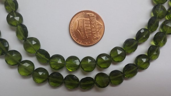 Olive Green Hydro Quartz  Coins Faceted