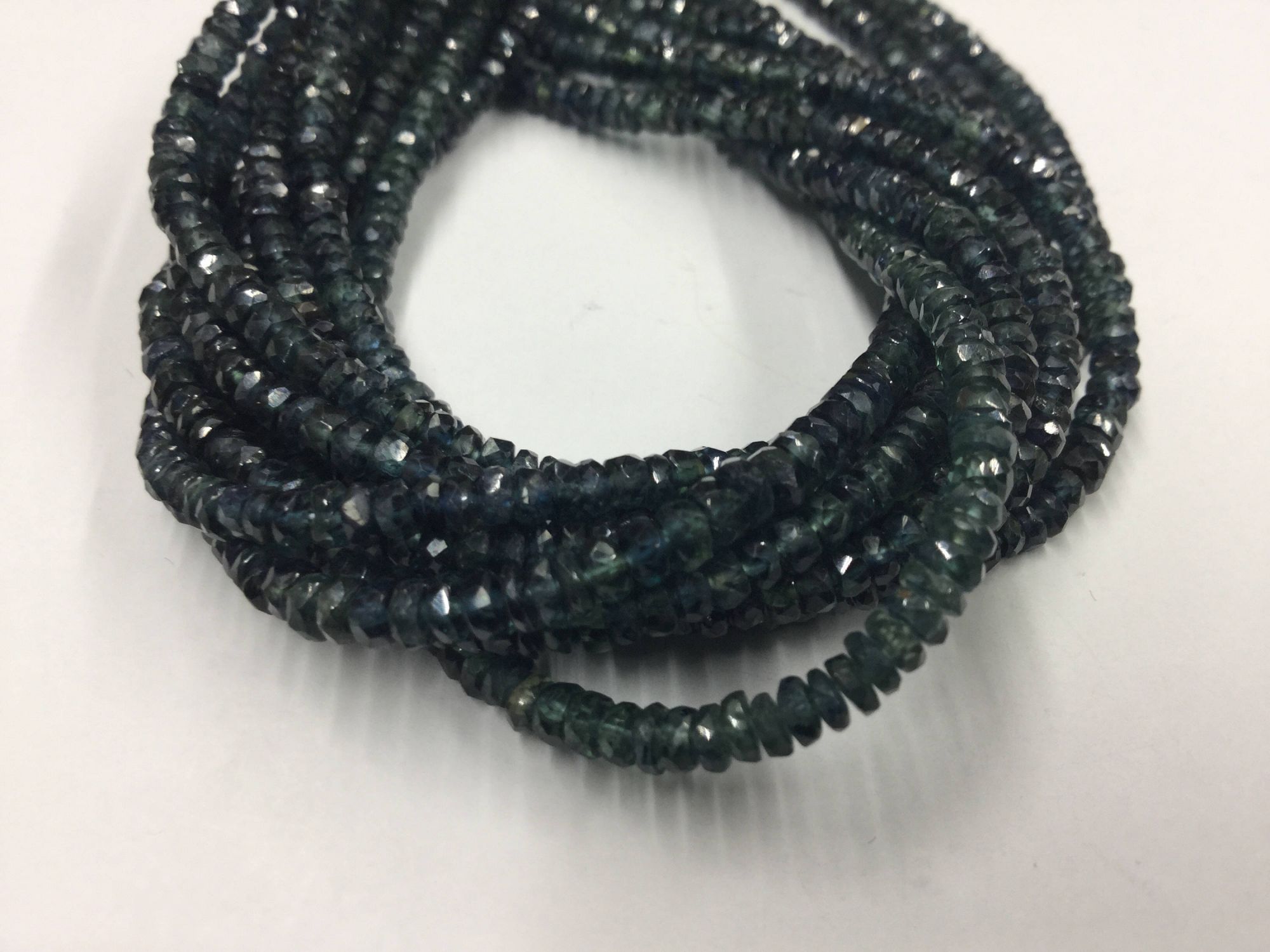 Ombre Green Sapphire Rondelles Faceted
