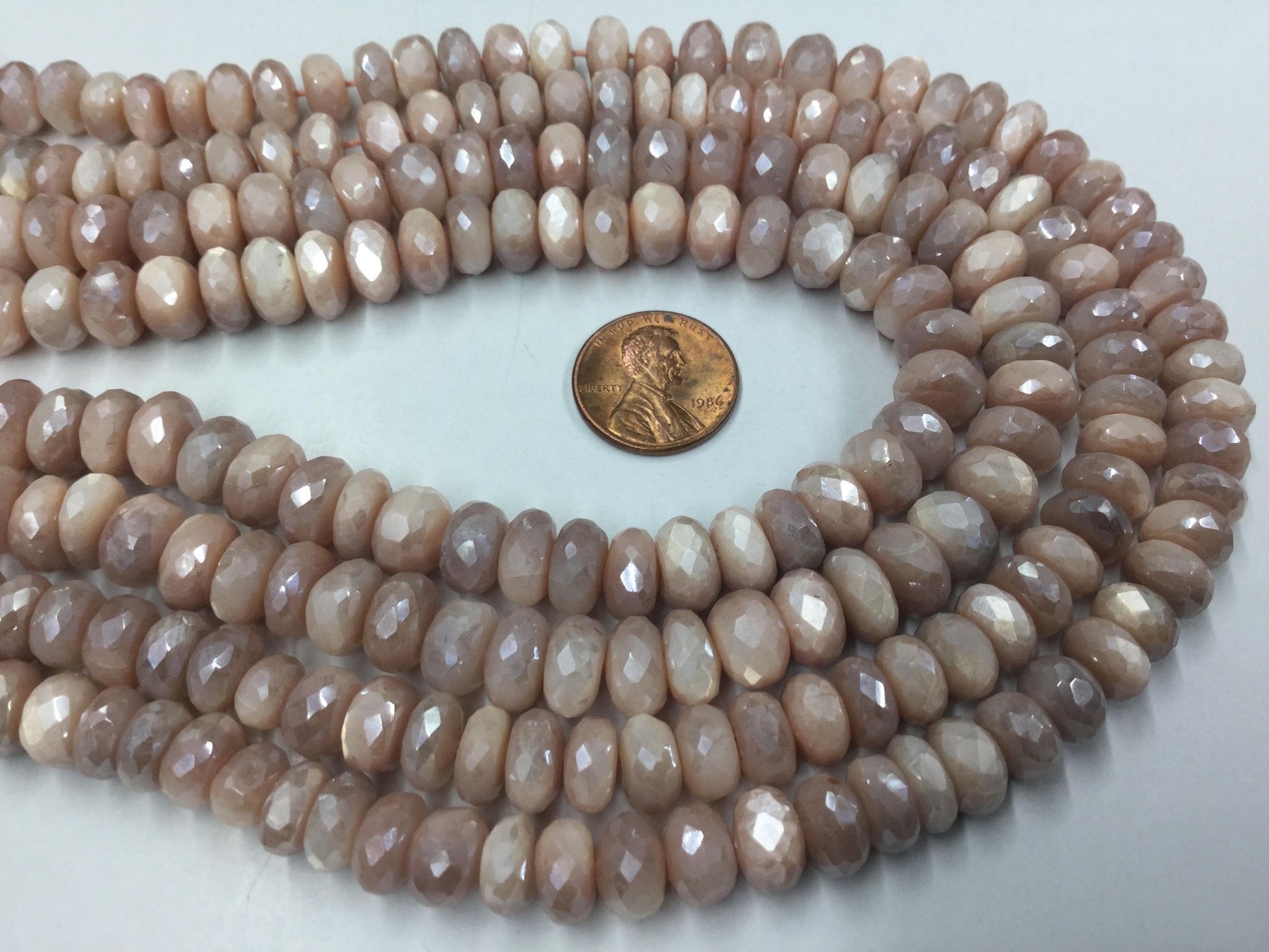 Peach Moonstone Rondelles Faceted Coated