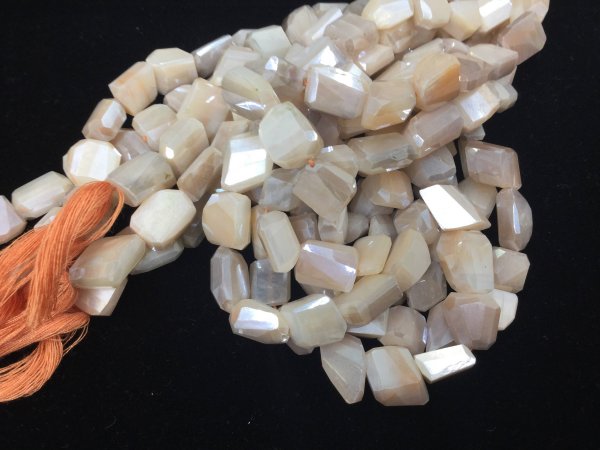 Peach-Cream Moonstone Nuggets Faceted