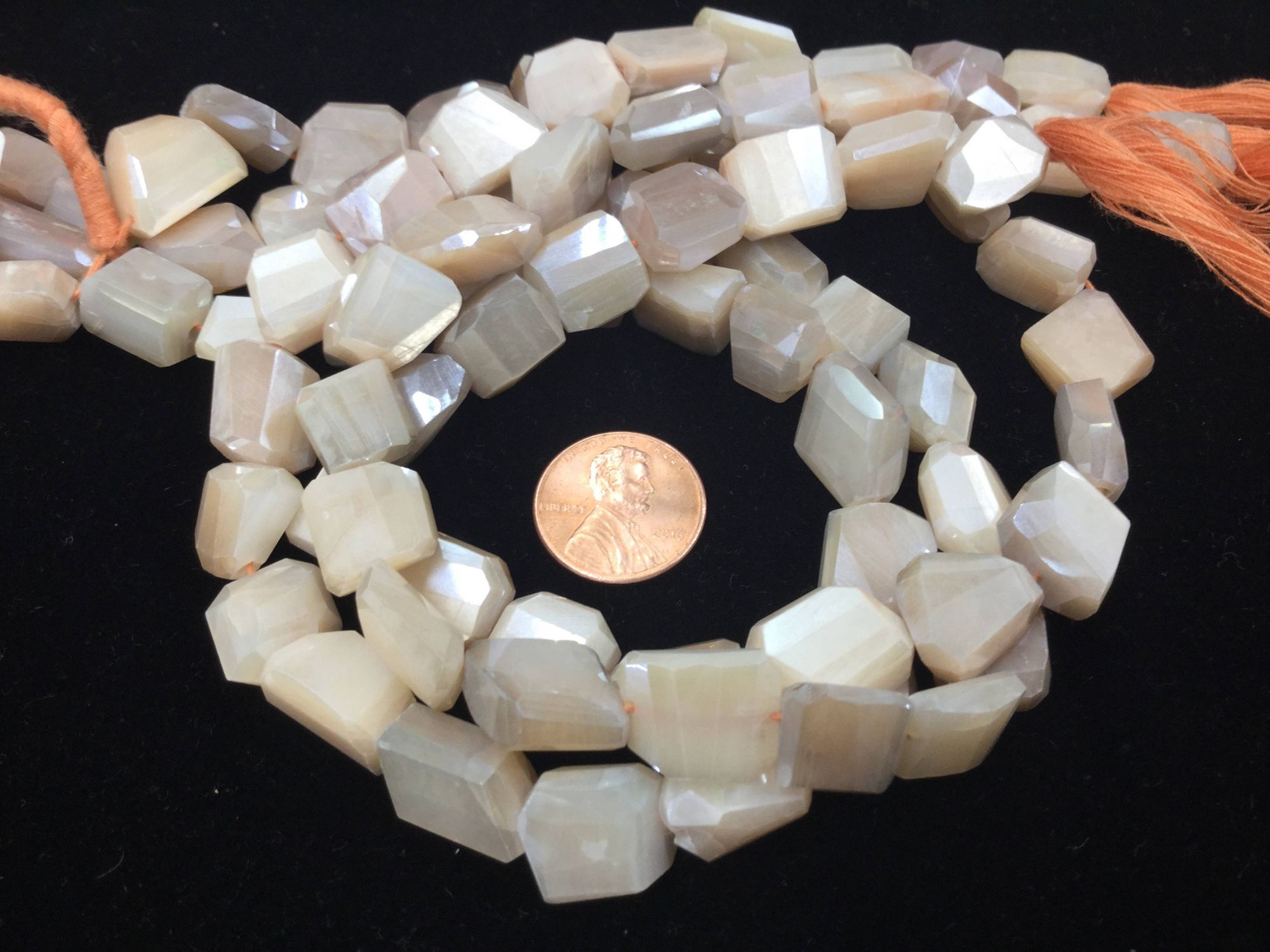 Peach-Cream Moonstone Nuggets Faceted