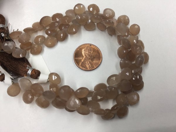 Choclate Moonstone Hearts Faceted