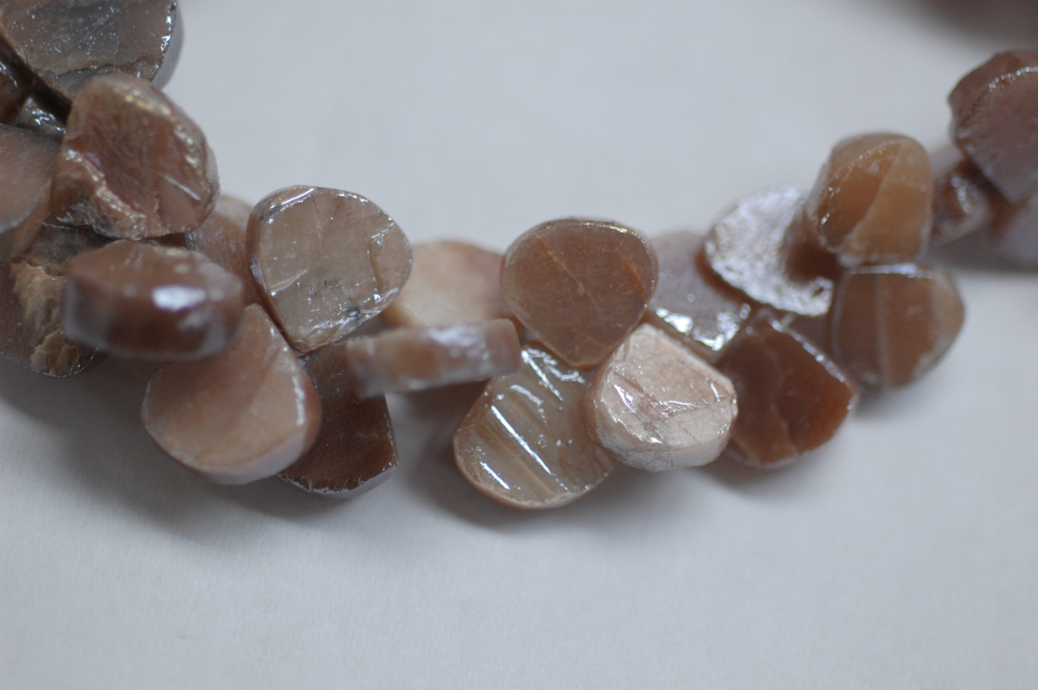 Peach Moonstone Hearts Faceted Coated