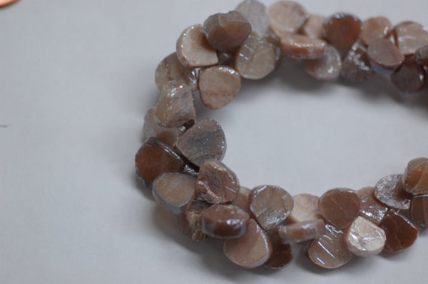 Peach Moonstone Hearts Faceted (Coated)