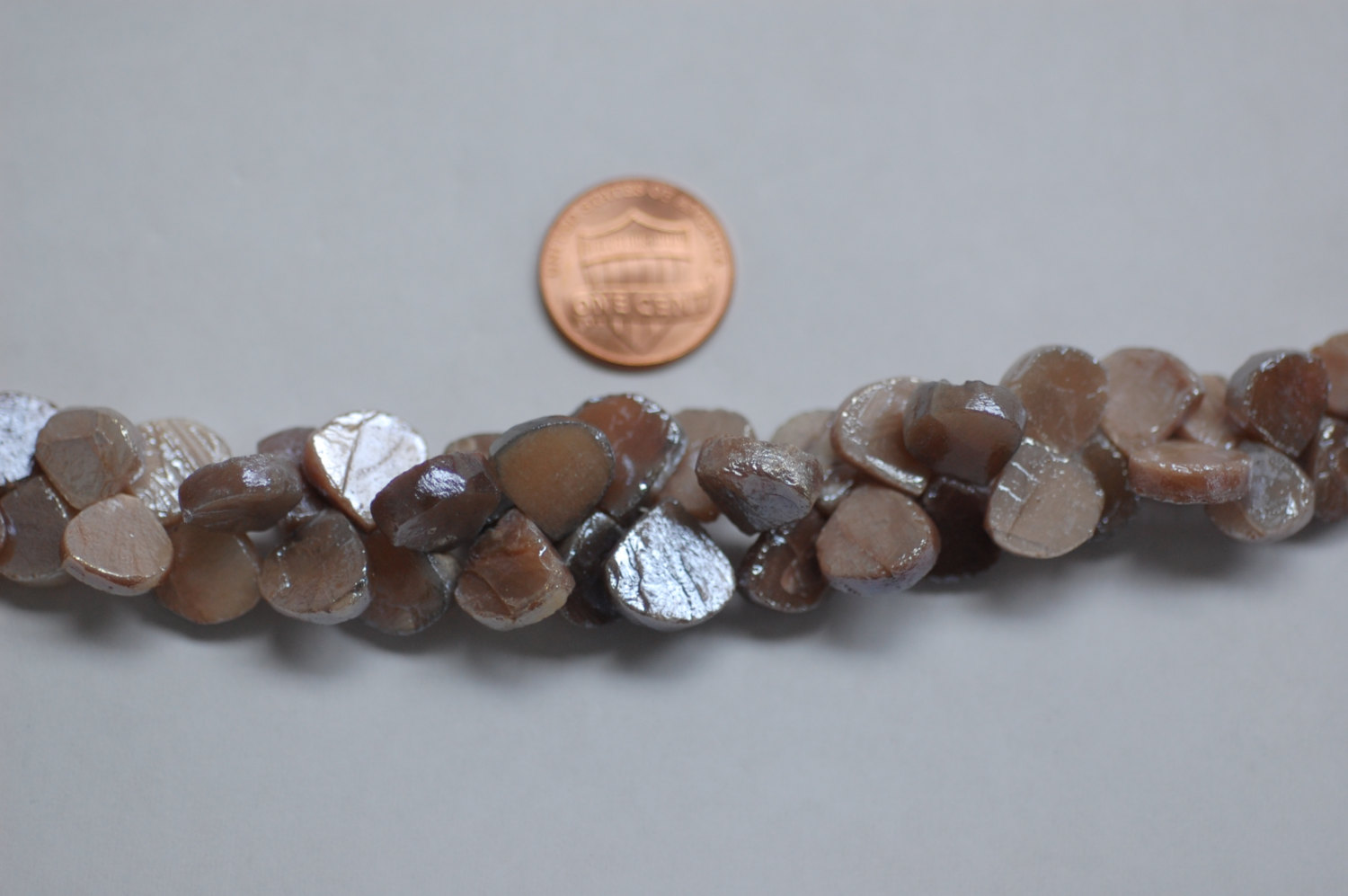 Peach Moonstone Hearts Faceted Coated