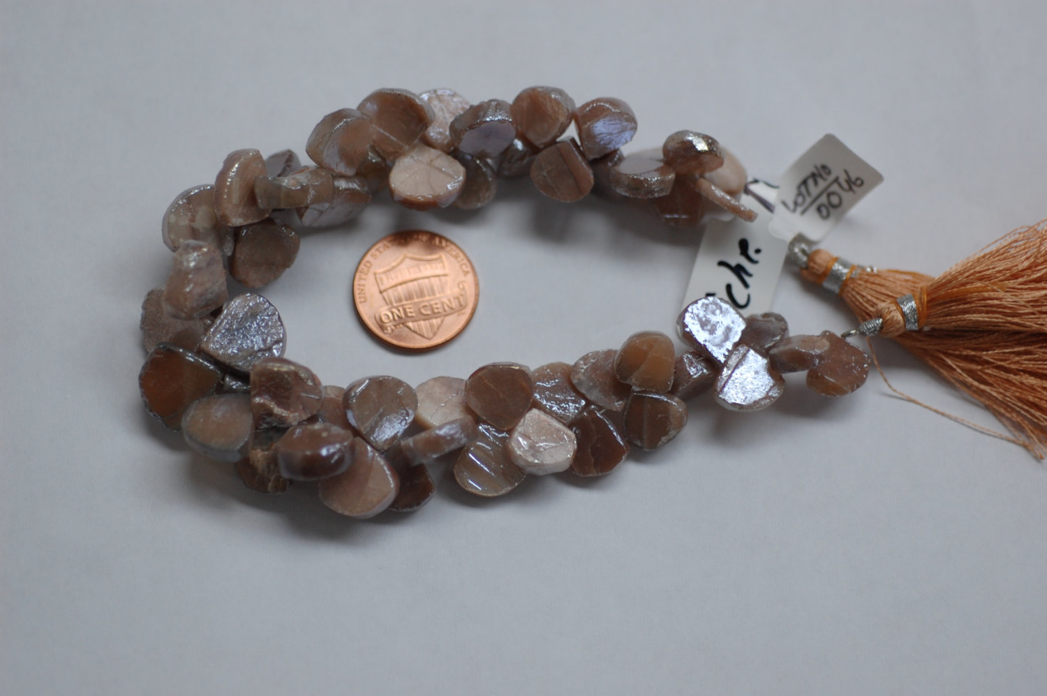 Peach Moonstone Hearts Faceted (Coated)