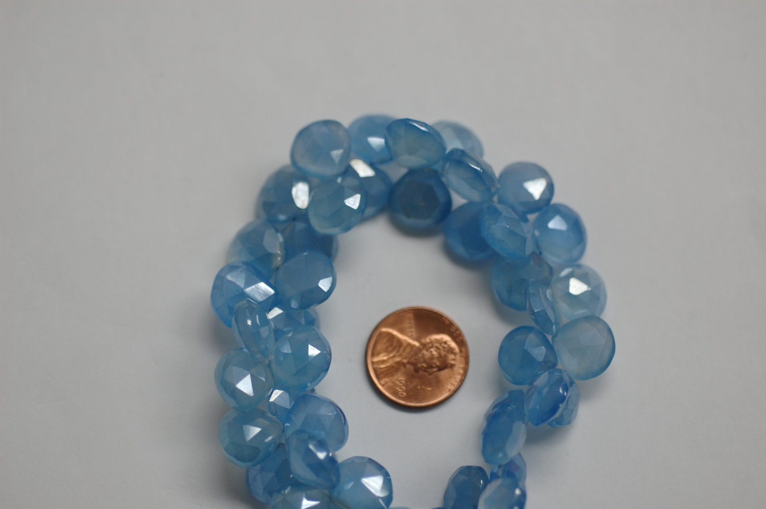 Pearl Blue Chalcedony Heart Faceted