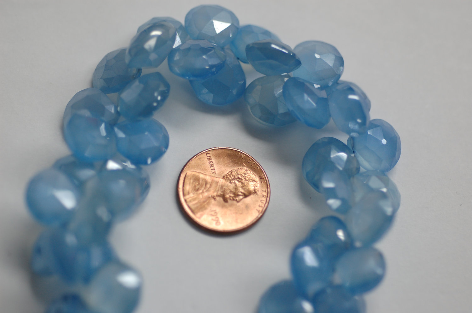 Pearl Blue Chalcedony Heart Faceted