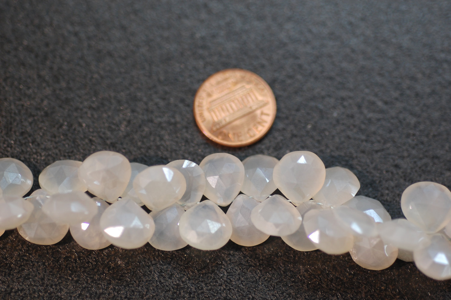 Pearl White Chalcedony Heart Faceted