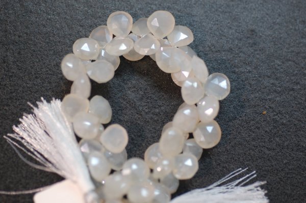 Pearl White Chalcedony Heart Faceted