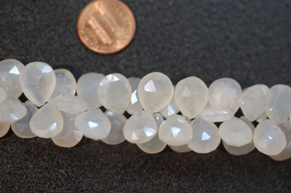 Pearl White Chalcedony Pear Faceted