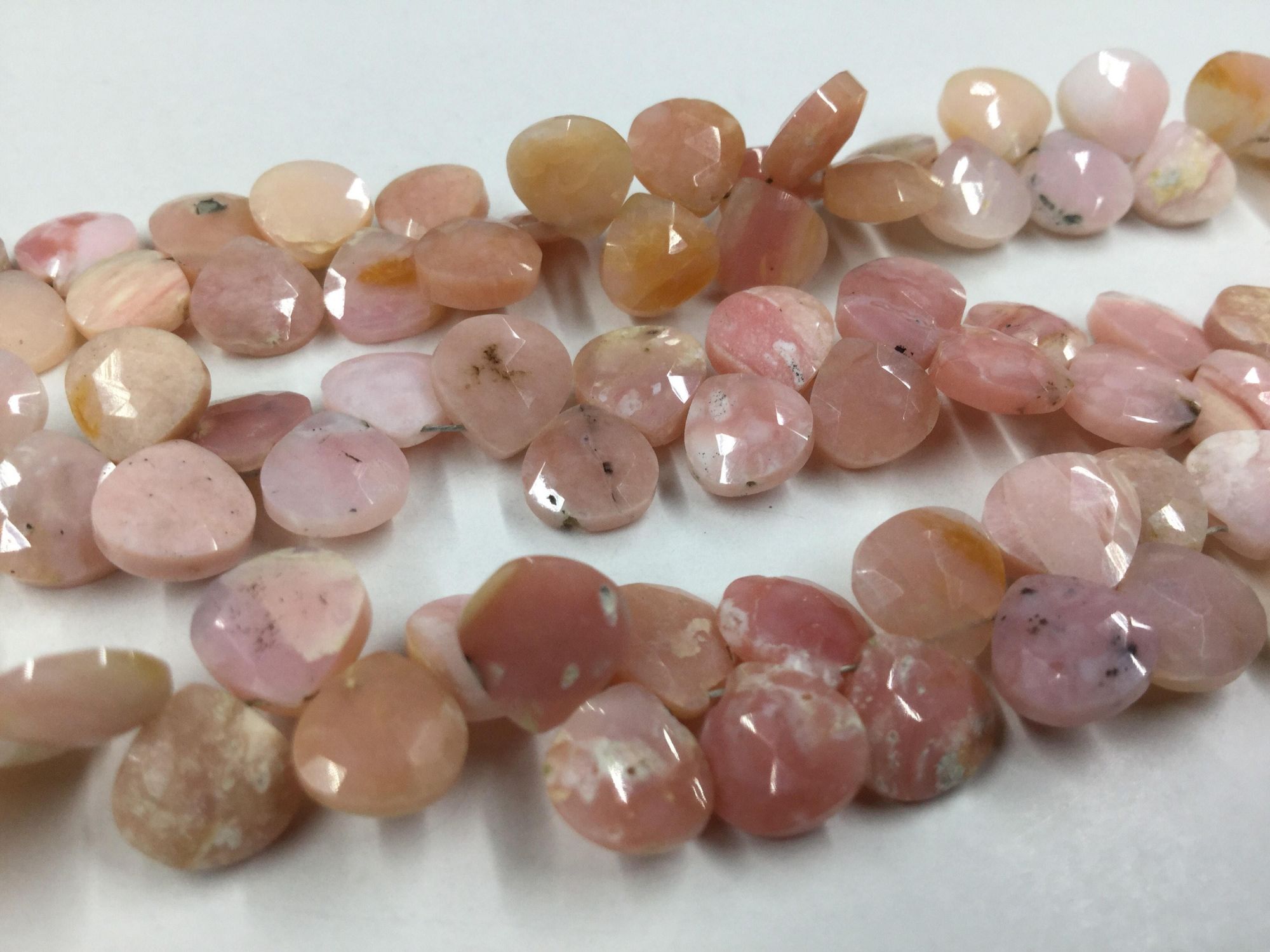 Pink Opal Hearts Faceted