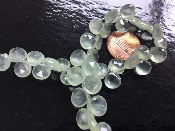 Prehnite Hearts Faceted