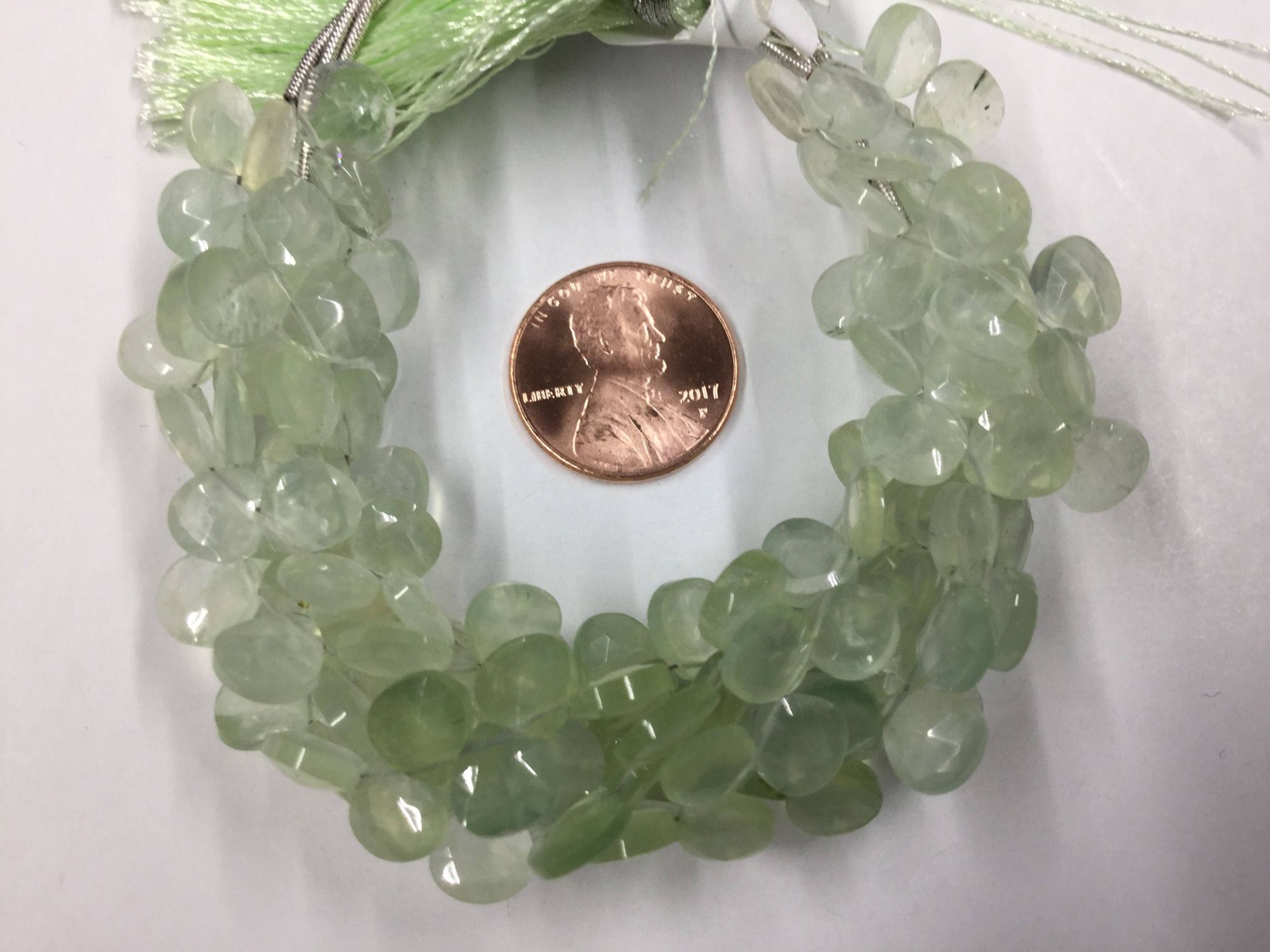 Prehnite Hearts Faceted