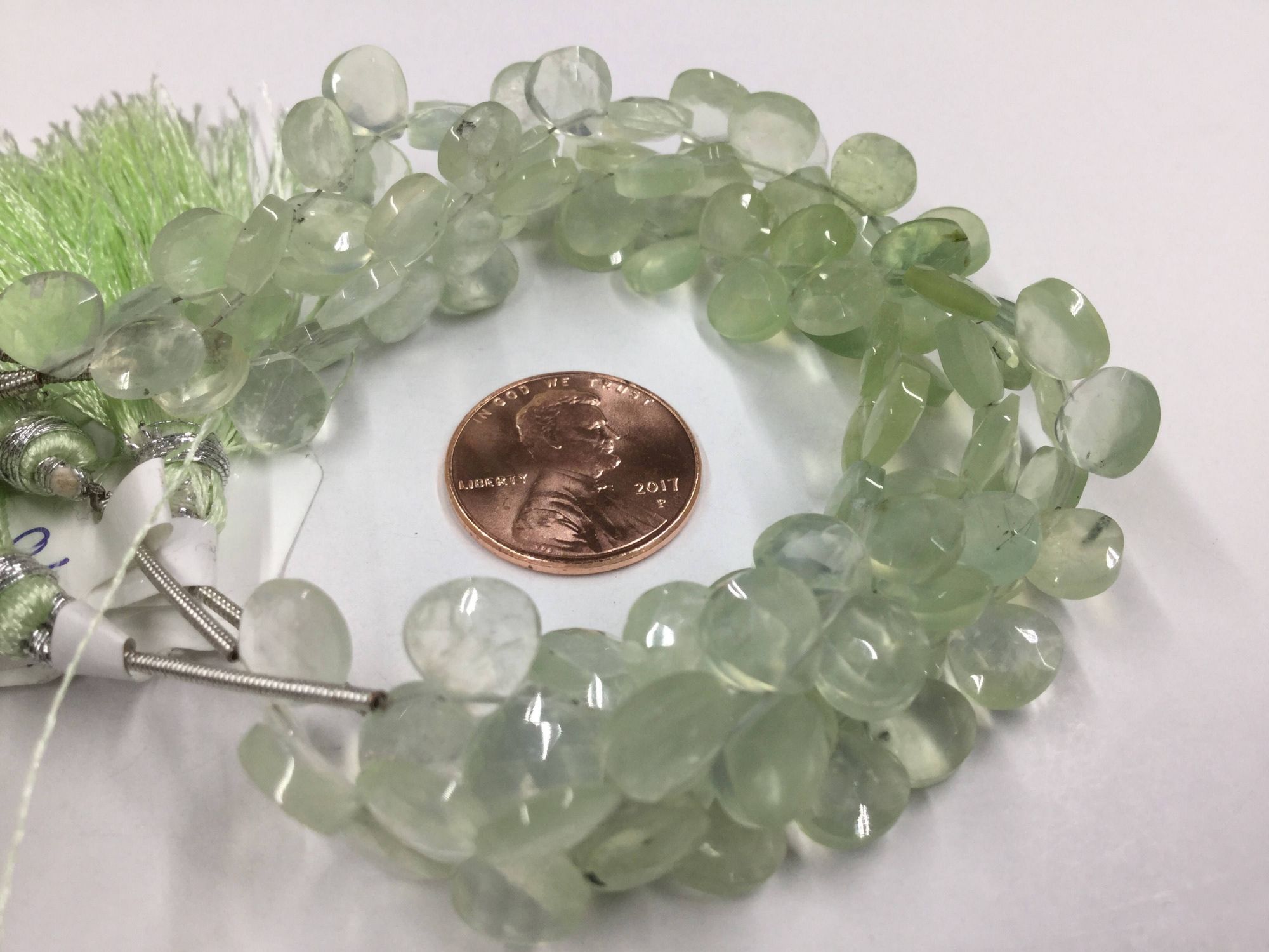 Prehnite Hearts Faceted