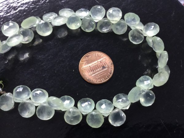 Prehnite Hearts Faceted