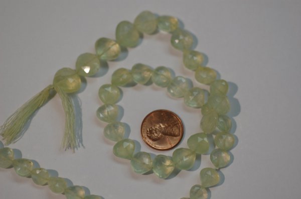 Prehnite Straight Drill Hearts Faceted