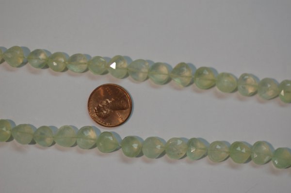 Prehnite Straight Drill Hearts Faceted