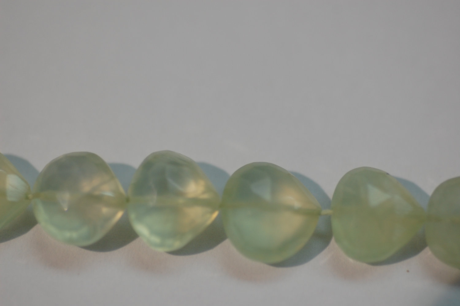 Prehnite Straight Drill Hearts Faceted
